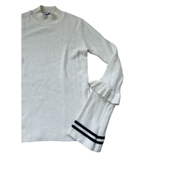 FEW MODA White Bell Sleeve Ribbed Sweater Size Small - Picture 2 of 8